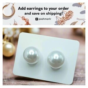 White Faux Pearl‎ Stud Earrings
